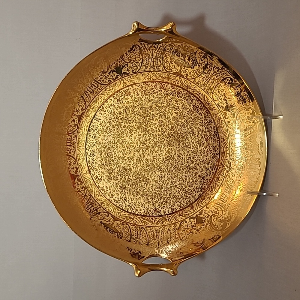 Hutschenreuther Selb Bavaria LHS Gold Encrusted Porcelain Plate Platter
